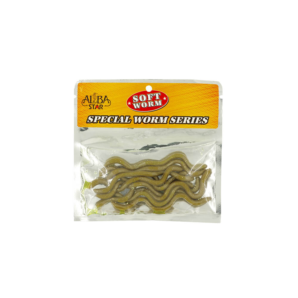 Albastar Soft Special Worm Sahte Kurt - HAKİ - 10CM