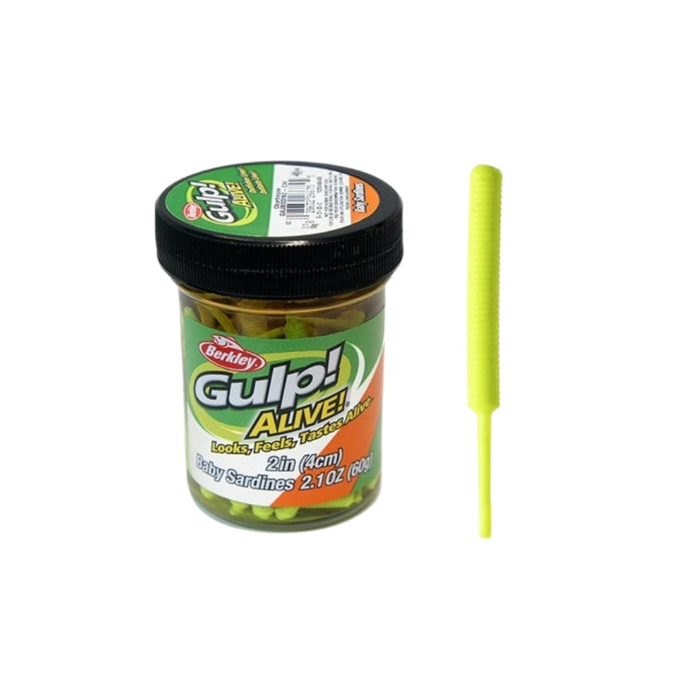 Berkley Gulp Alive Baby Sardine Sahte Yemi - CHARTREUSE - 4 CM 60 GR