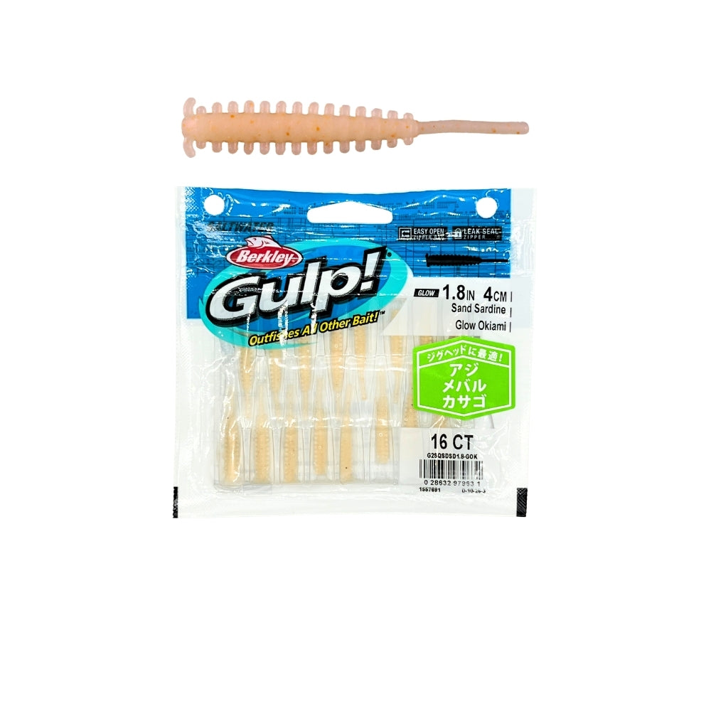 Berkley Gulp Sand Sardine Sahte Yemi - GLOW OKİAMİ - 4 CM 16 LI