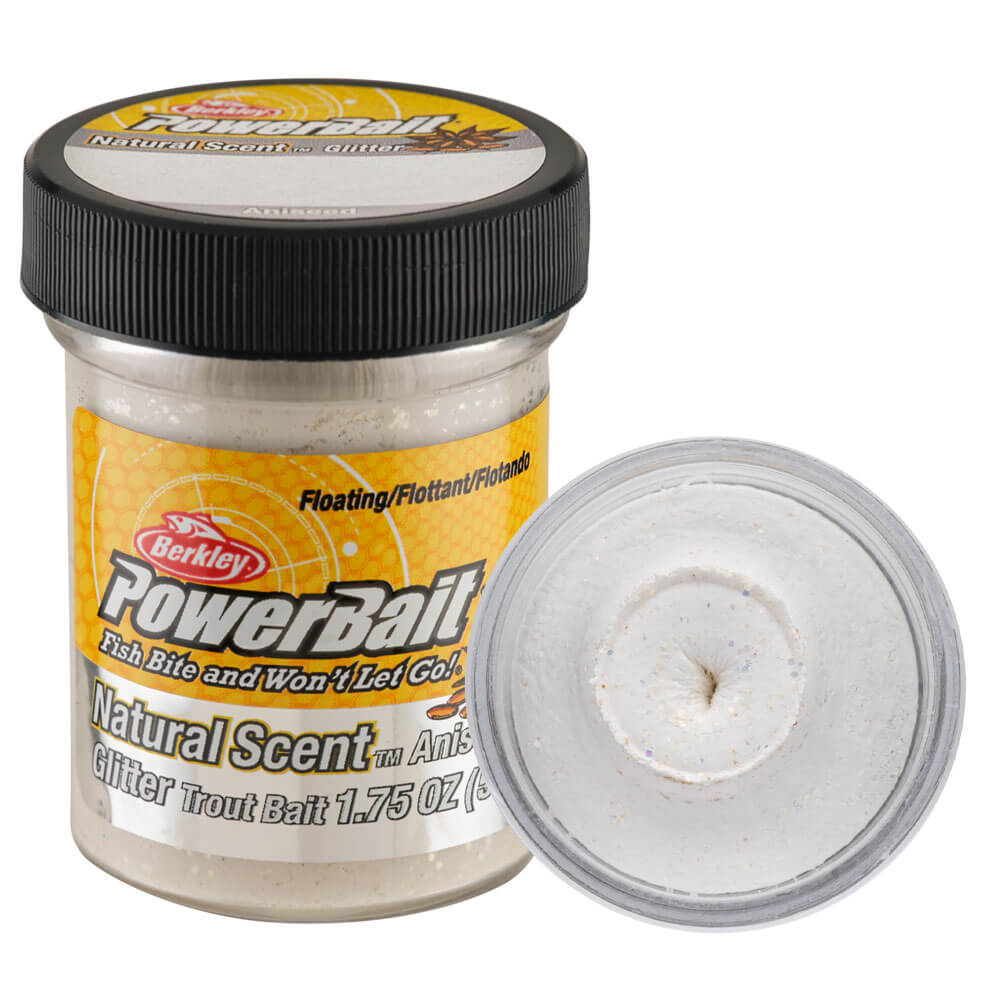 Berkley Powerbait Natural Glitter Trout Bait Aniseed Sahte Yemi - WHITE - 50GR
