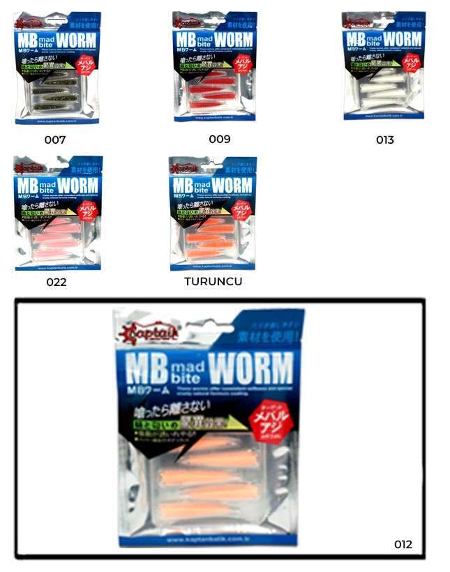 Captain 3518 Mad Bite Earth Worm 4 cm Aromalı LRF Silikon Yem 8li Set - 012