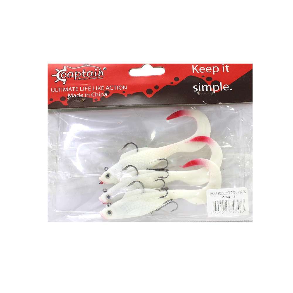 Captain 3559 Pencil Soft 10cm Levrek Silikonu 3lü Suni Balık - 3