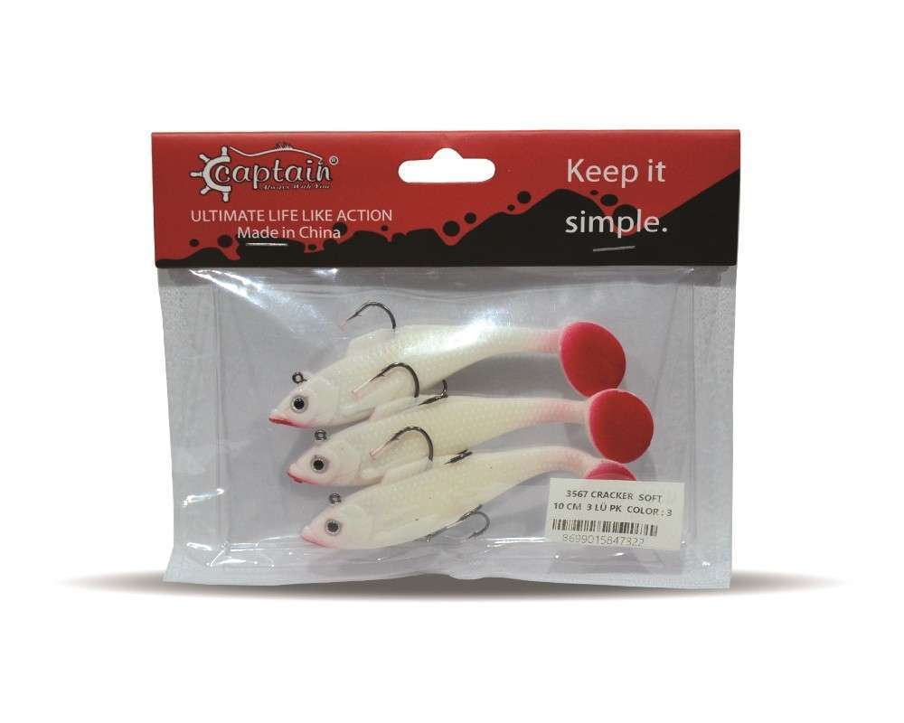Captain 3567 Cracker Soft 10cm Levrek Turna Silikonu 3lü Set Suni Balık - 3