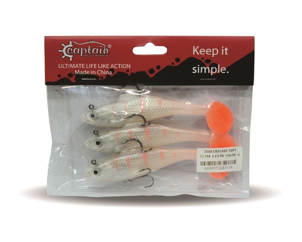 Captain 3568 Cracker Soft 12cm Levrek Turna Silikonu 3lü Set Suni Balık - 6