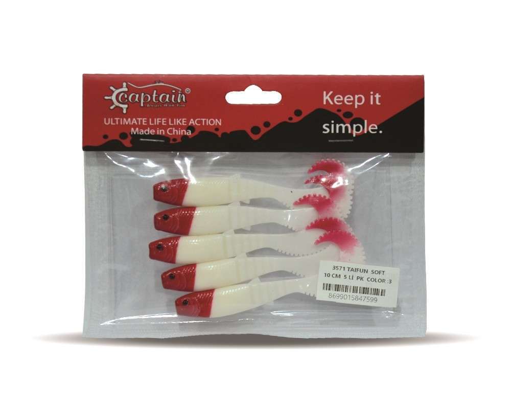 Captain 3571 Taifun Soft 10cm Levrek Silikonu 5li Paket Suni Yem - 3