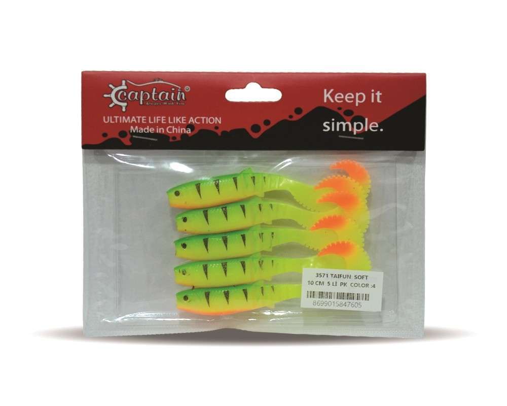 Captain 3571 Taifun Soft 10cm Levrek Silikonu 5li Paket Suni Yem - 4