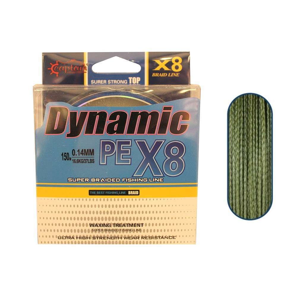 Captain Dynamic Soft PE 8 Örgü Spin İp Misina 150mt Yeşil - Standart - 0.06 MM