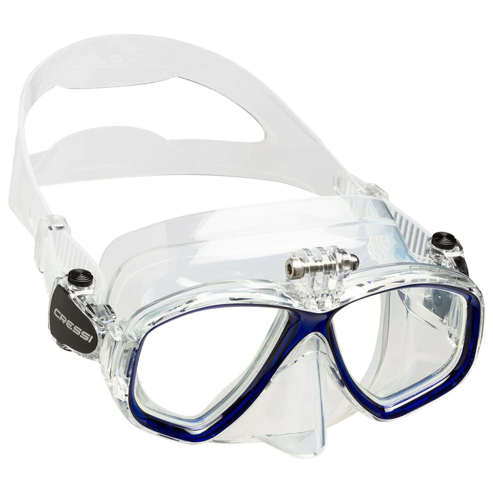 Cressi Action Dalış Maskesi Su Altı Kamera Aparatlı - CLEAR - BLUE