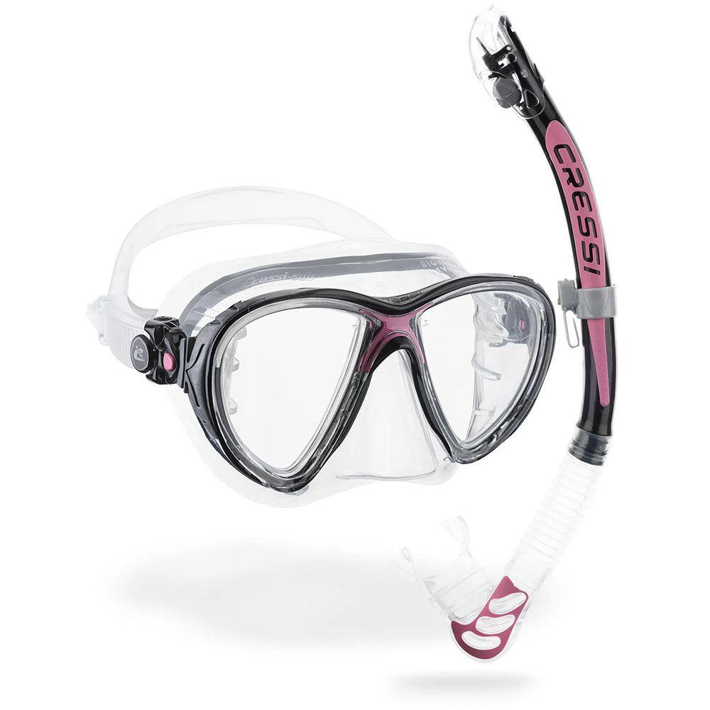 Cressi Big Eyes Evolution Maske Alpha Ultra Dry Şnorkel Seti - BLACK/PINK