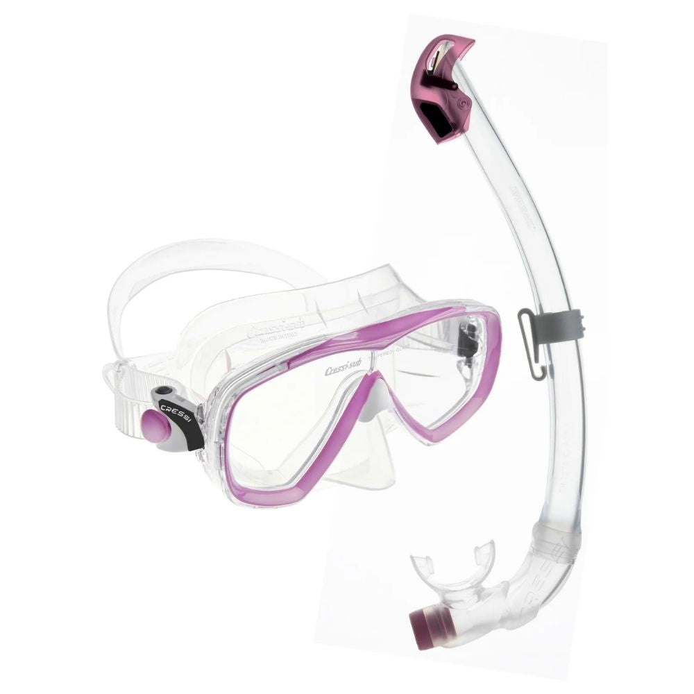 Cressi Estrella + Seal Dry Maske Şnorkel Seti - CLEAR-PINK