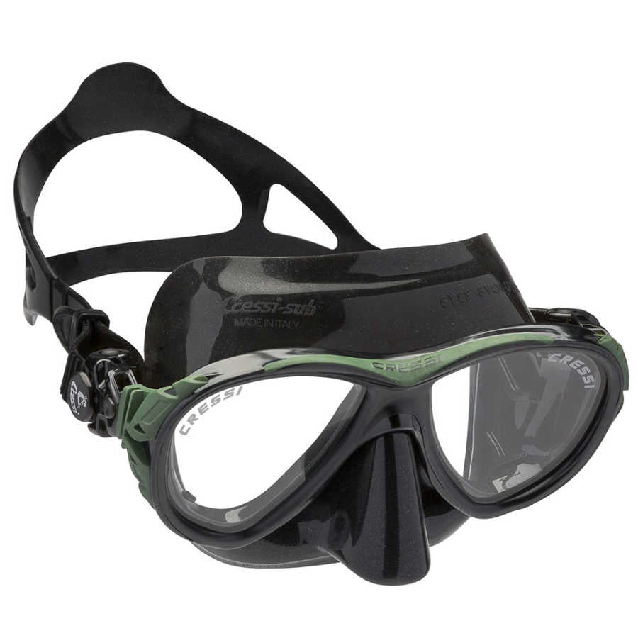 Cressi Eyes Evolution Crystal Dalış Maskesi - BLACK-GREEN