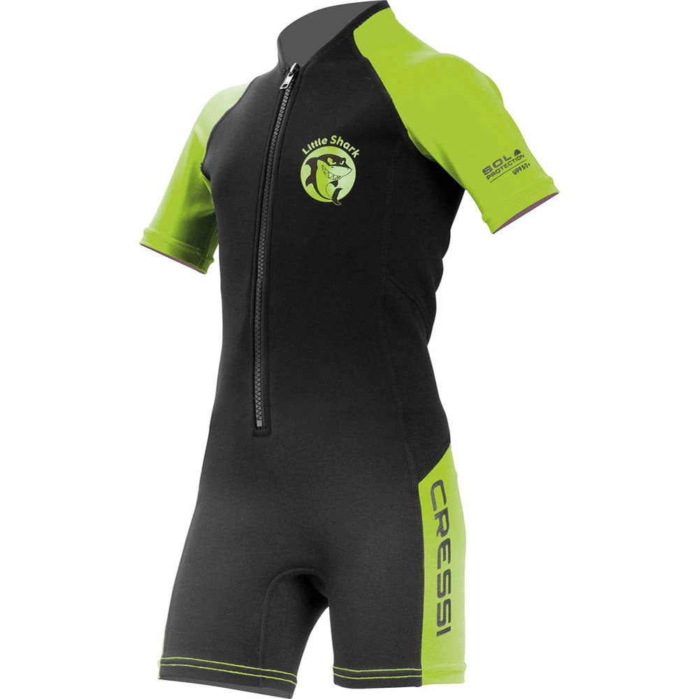 Cressi Little Shark Junior Shorty Dalış Elbisesi - BLACK / LIME - 2MM - 7/8 YAŞ