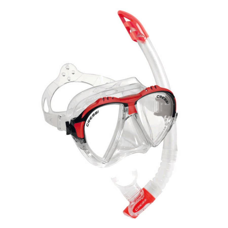 Cressi Matrix Maske Gamma Şnorkel Seti - CLEAR-RED