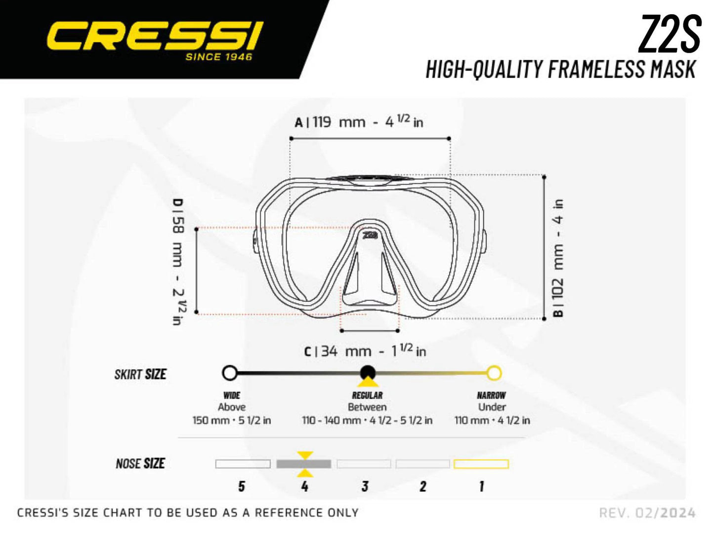 Cressi Z2S Dalış Maskesi - WHITE