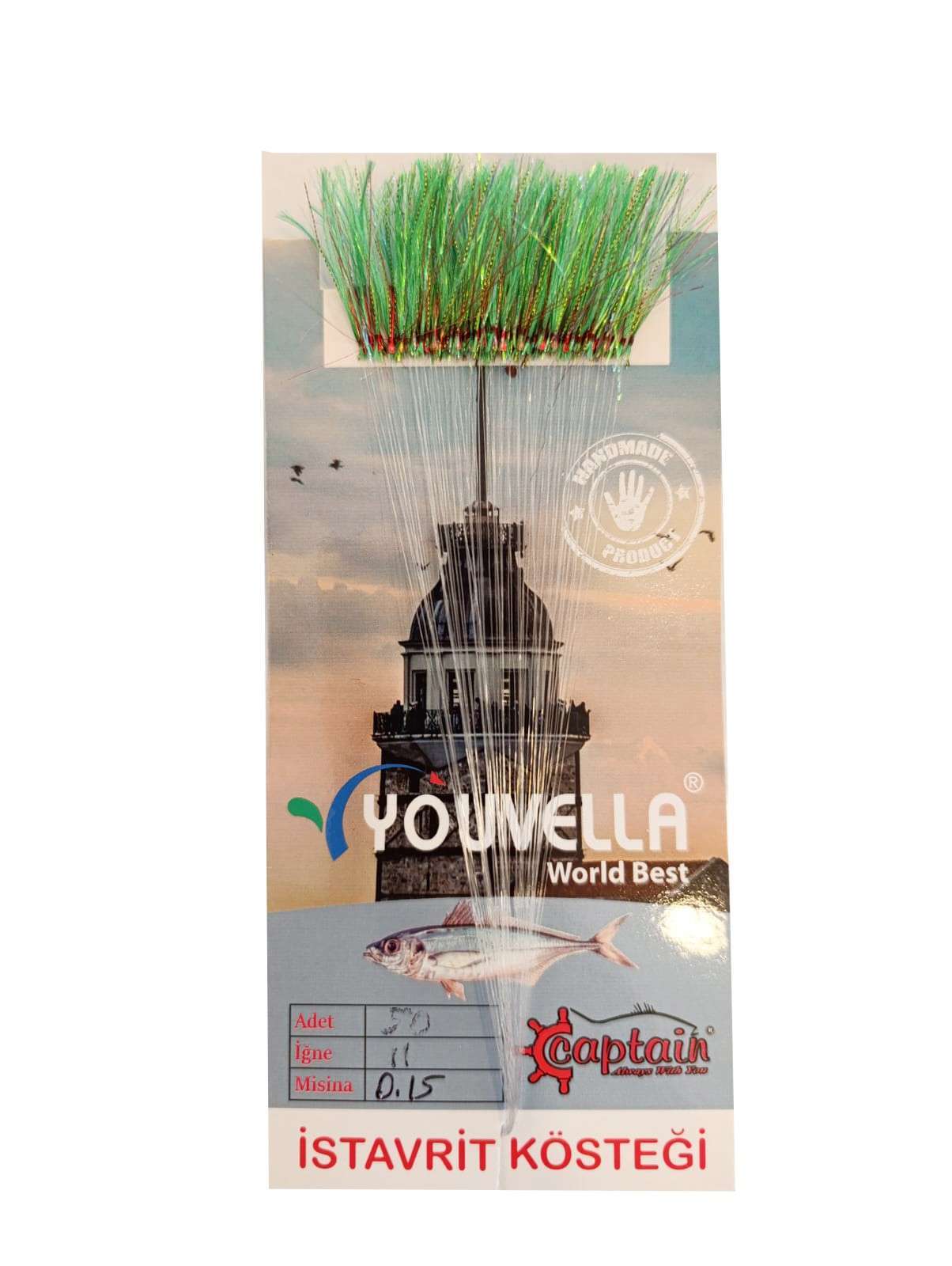 İstavrit Kösteği UV-GLOW Simli Youvella Kartonda 50 Kırmızı İğne 015mm Köstek - 64