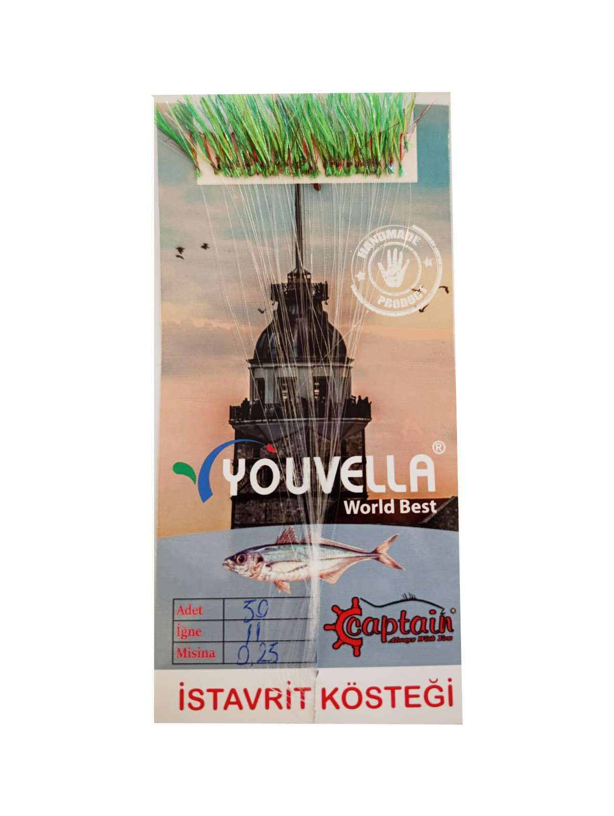 İstavrit Kösteği UV-GLOW Simli Youvella Kartonda 50 Kırmızı İğne 015mm Köstek - 66