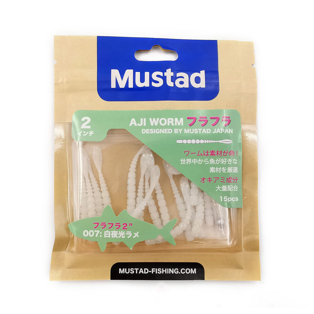 Mustad Aji Worm Fla-Fla Sahte Kurt - 001 - 5CM - 15Lİ