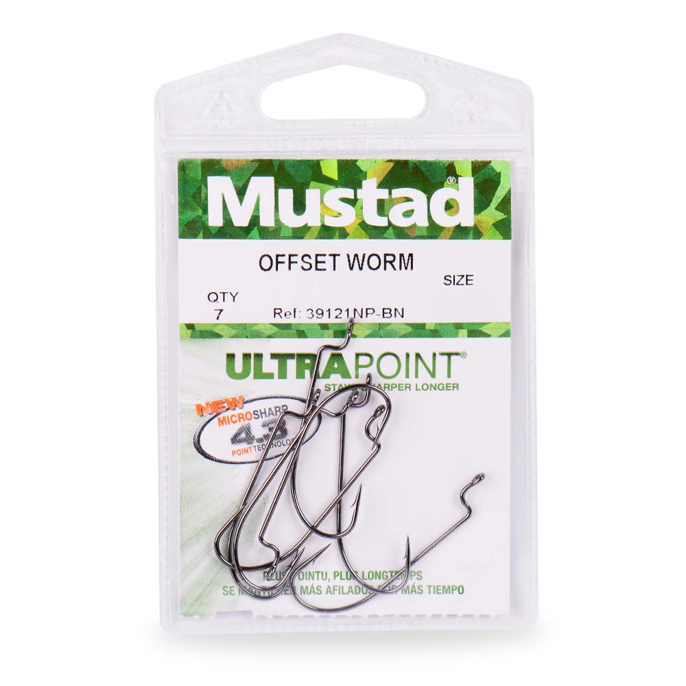 Mustad Offset Worm 39121NP-BN Olta İğnesi - BLACK NICKEL - NO:2-0 - 7Lİ