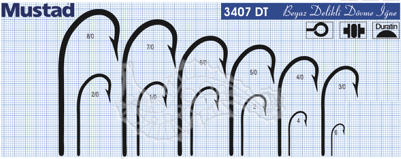 Mustad Olta İğnesi 3407 100lü - Standart - NO:4-0