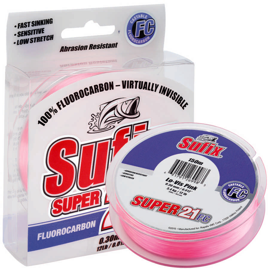 Sufix Süper 21 Fluorocarbon Misina - PINK - 0.28MM - 50MT - 6.5KG