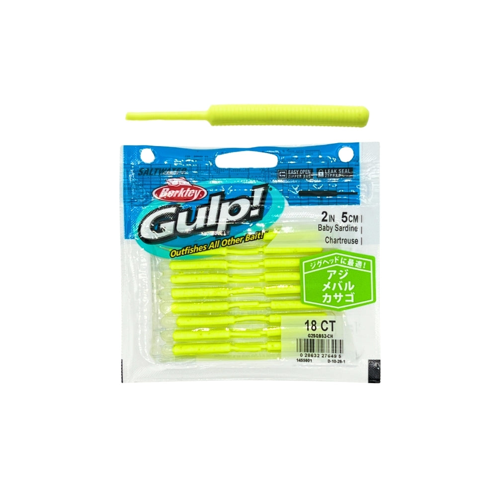 Berkley Gulp Baby Sardine Sahte Yemi - CHARTREUSE - 5 CM 18 Lİ