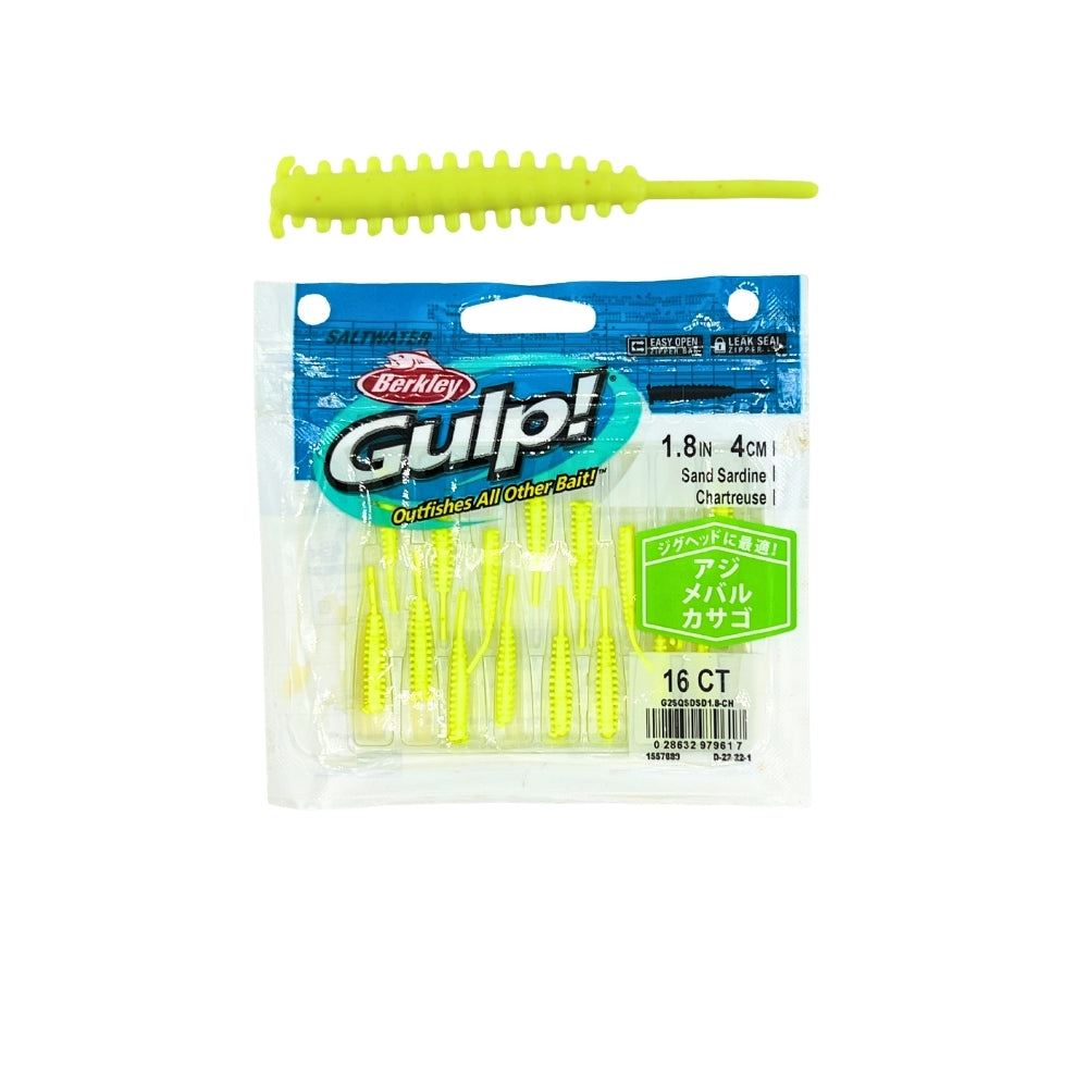Berkley Gulp Sand Sardine Sahte Yemi - CHARTREUSE - 4 CM 16 LI