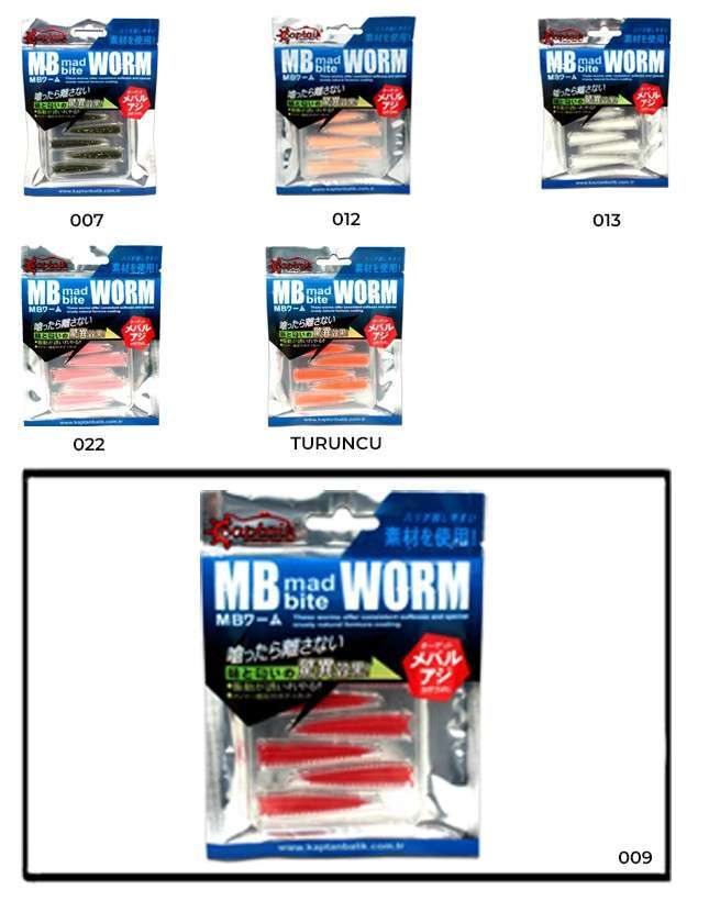 Captain 3518 Mad Bite Earth Worm 4 cm Aromalı LRF Silikon Yem 8li Set - 009