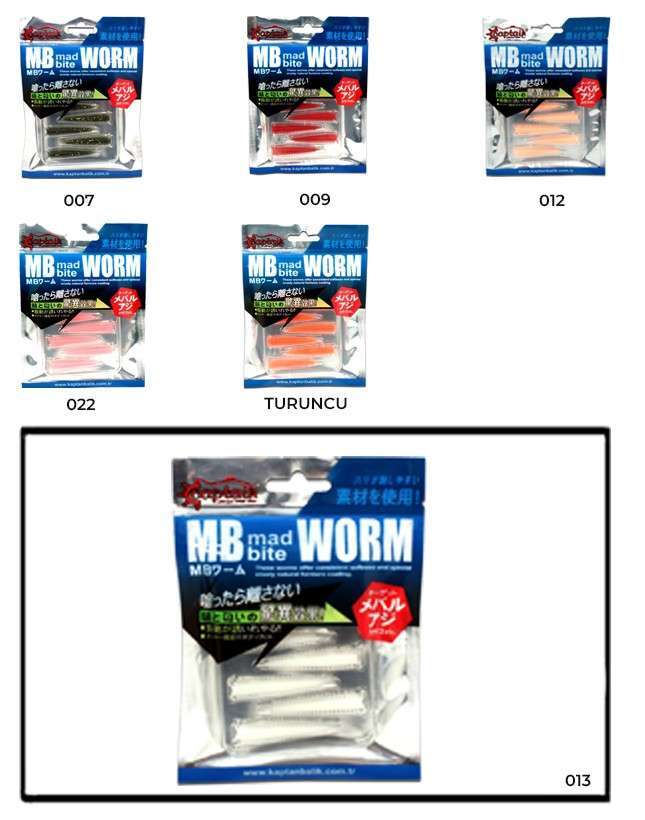 Captain 3518 Mad Bite Earth Worm 4 cm Aromalı LRF Silikon Yem 8li Set - 013
