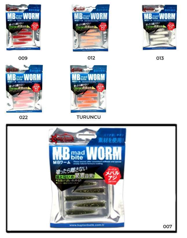 Captain 3518 Mad Bite Earth Worm 4 cm Aromalı LRF Silikon Yem 8li Set - 007