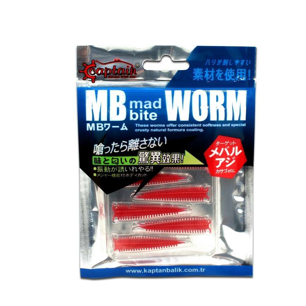Captain 3518 Mad Bite Earth Worm 4 cm Aromalı LRF Silikon Yem 8li Set - 009