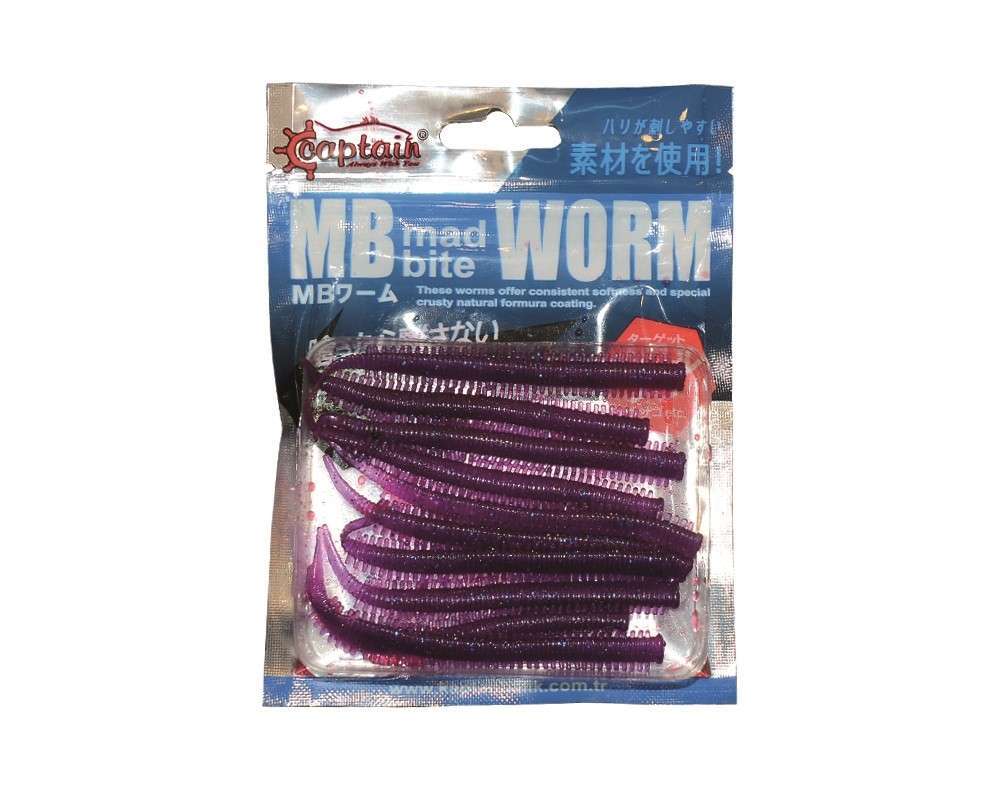 Captain 3523 Mad Bite Eart Worm 8cm Aromalı LRF Silikon Yem 10lu Set - MOR