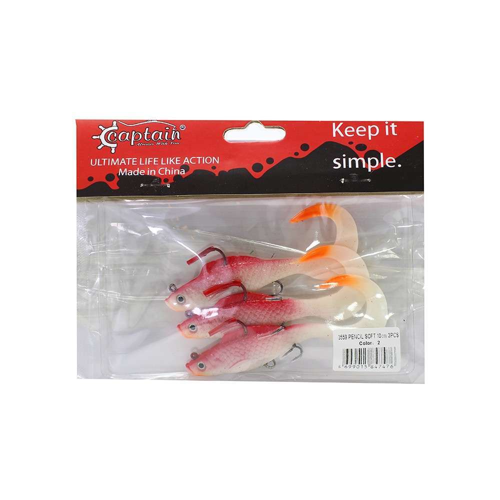 Captain 3559 Pencil Soft 10cm Levrek Silikonu 3lü Suni Balık - 2
