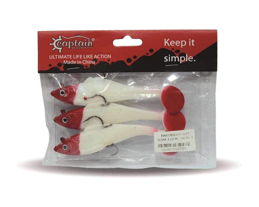 Captain 3568 Cracker Soft 12cm Levrek Turna Silikonu 3lü Set Suni Balık - 4