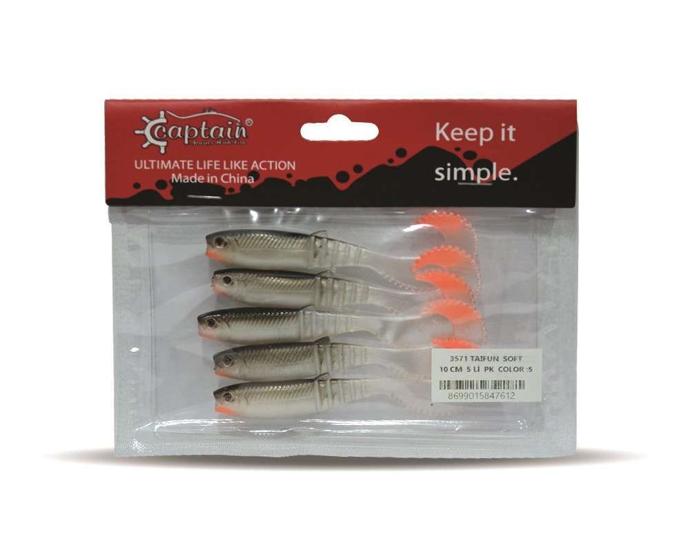 Captain 3571 Taifun Soft 10cm Levrek Silikonu 5li Paket Suni Yem - 5