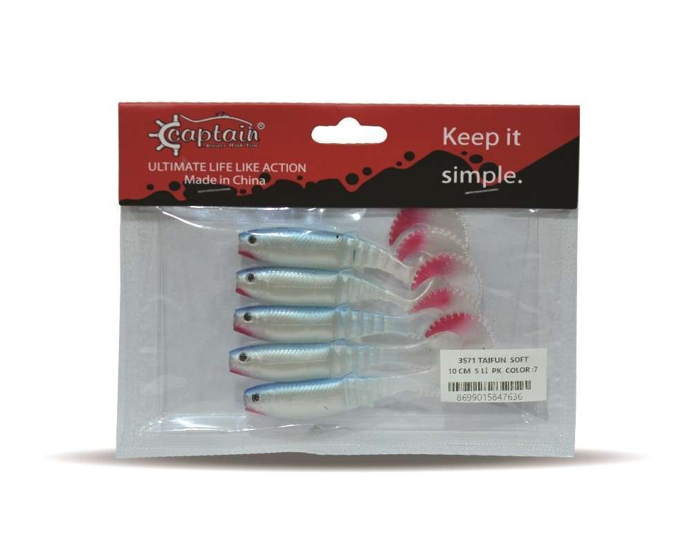 Captain 3571 Taifun Soft 10cm Levrek Silikonu 5li Paket Suni Yem - 7