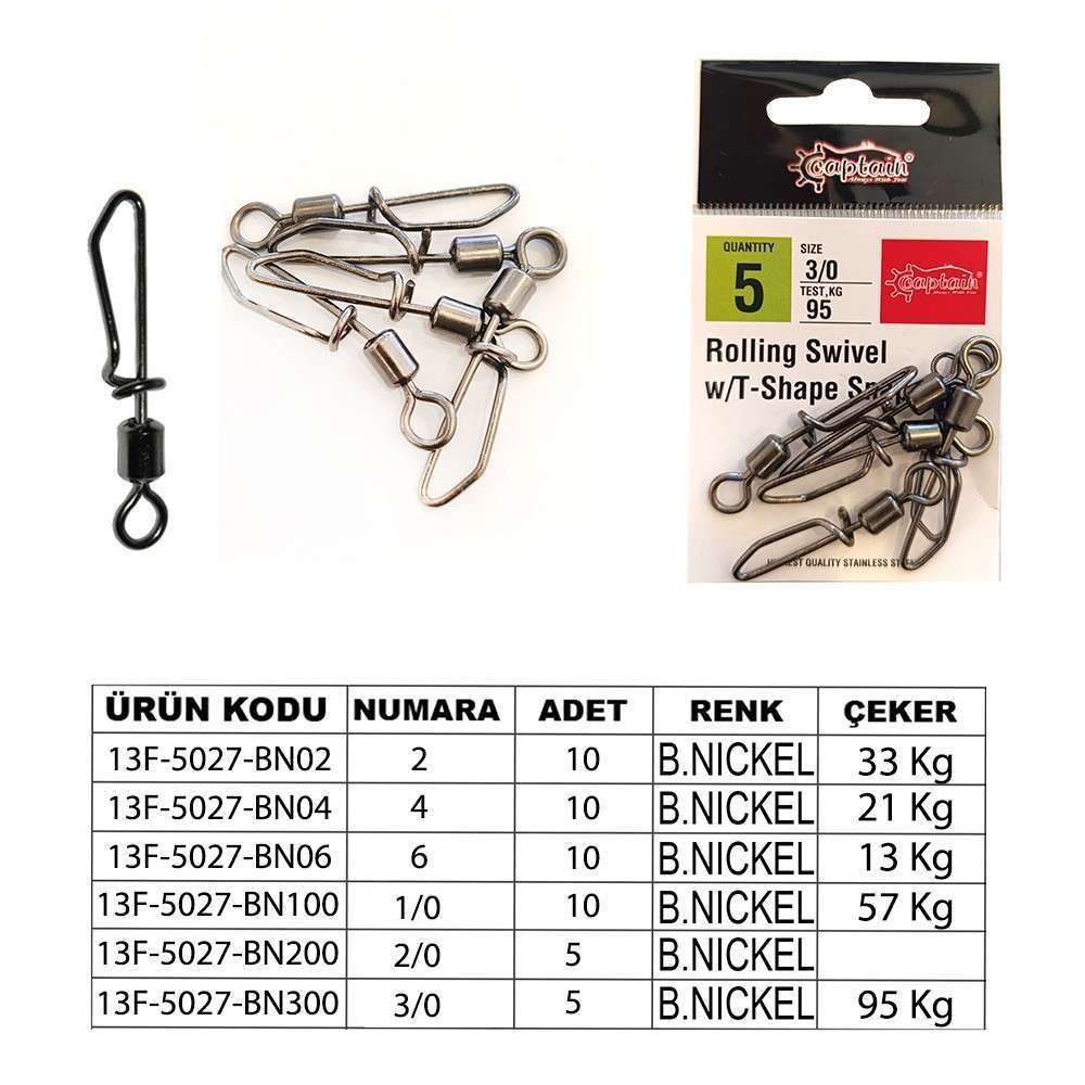 Captain 5027 Kilitli Klips Speed 10lu Paket Black Nikel