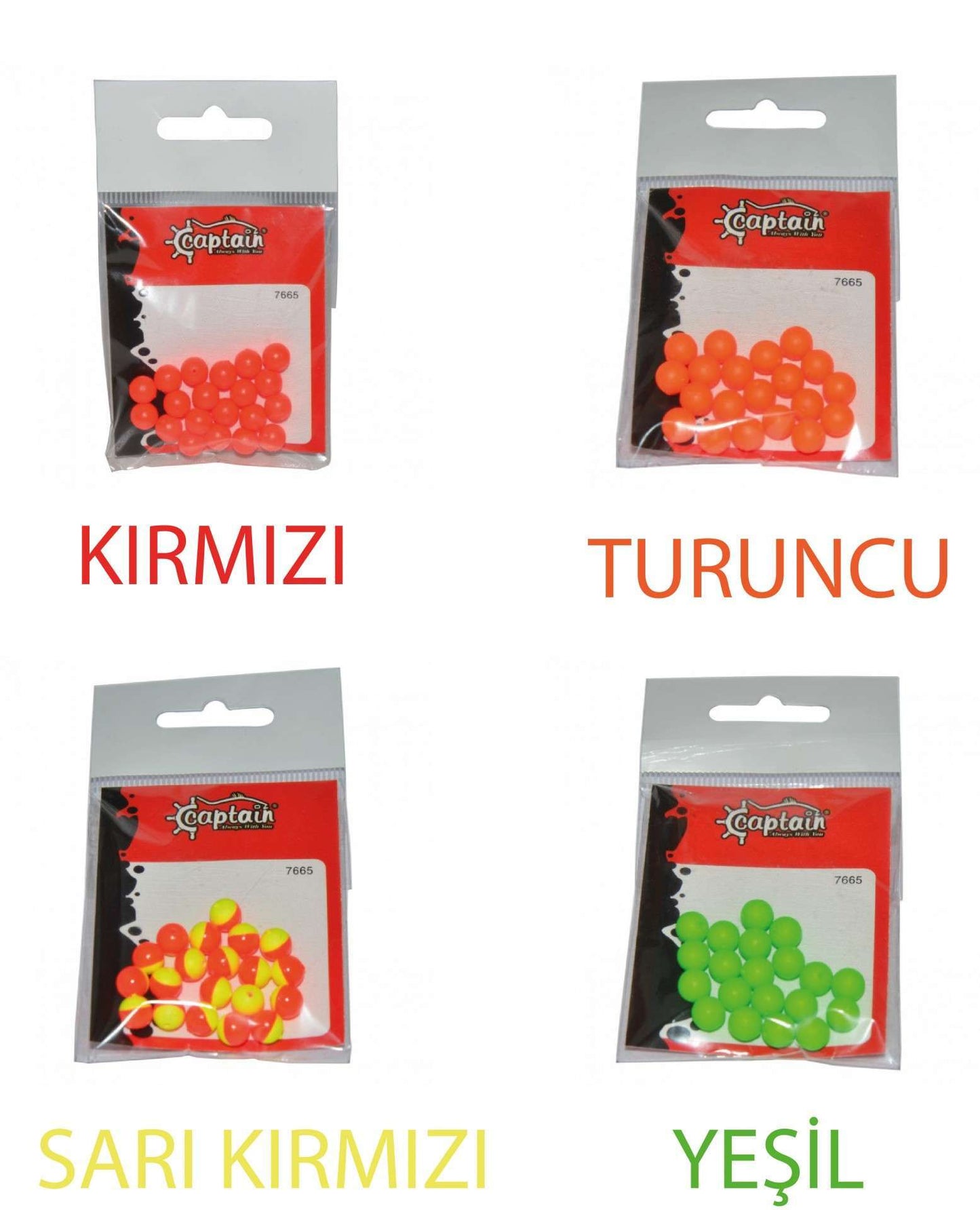 Captain 7665 Renkli Boncuk Yuvarlak 75mm Silikon Boncuk 20li Paket
