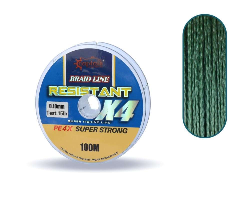 Captain Resistant PE 4 Kat İp Misina 100mt Yeşil - Standart - 0.16 MM