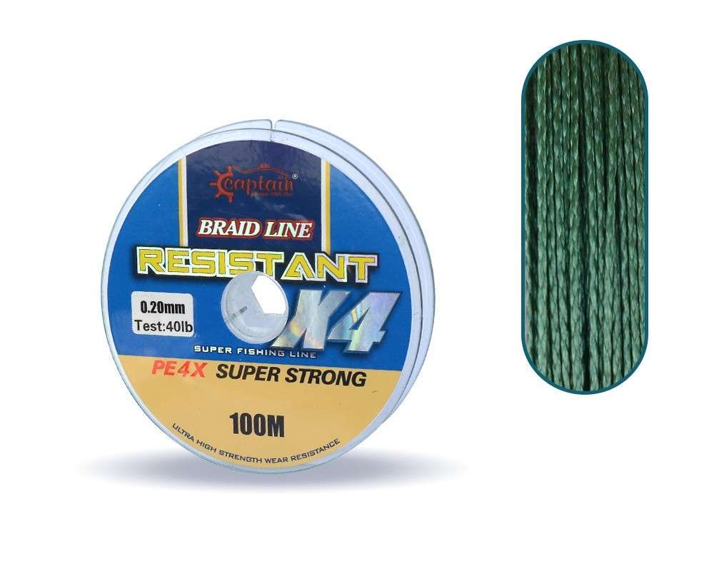 Captain Resistant PE 4 Kat İp Misina 100mt Yeşil - Standart - 0.25 MM