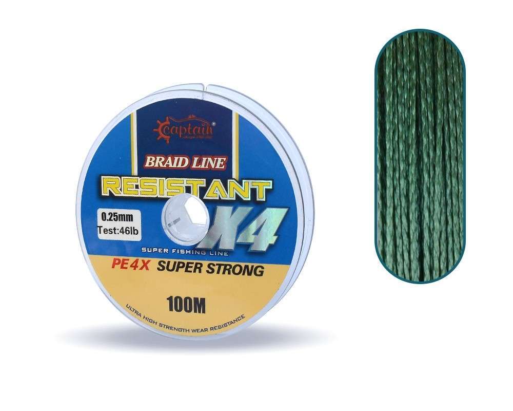 Captain Resistant PE 4 Kat İp Misina 100mt Yeşil - Standart - 0.28 MM