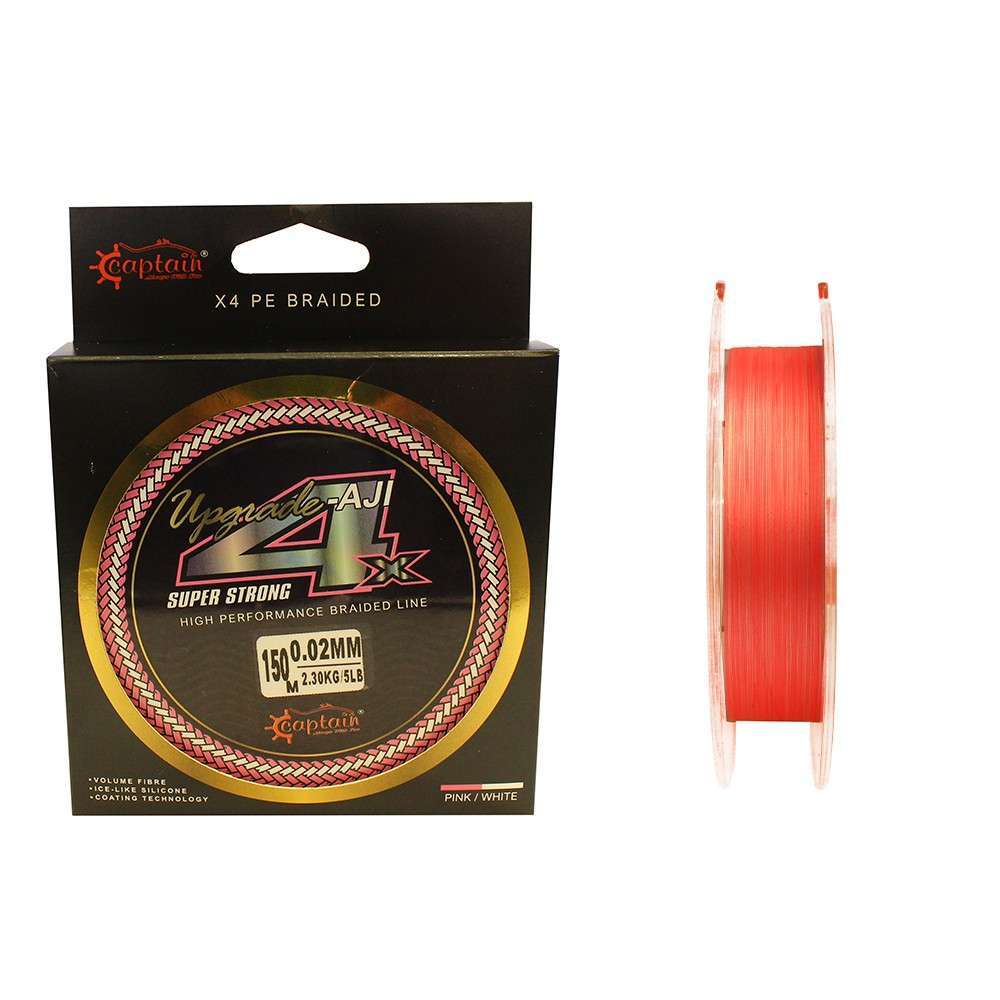 Captain Upgrade Aji PE 4X Slicone Coating İp Misina 150mt Pink White - Standart - 0.02 MM