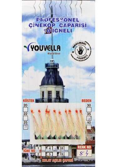 Çinekop Çaparisi UV-GLOW Simli 10 İğneli Kolay Açılan Çapari 025mm Beden x 035mm Köstek - 84