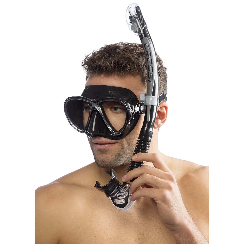 Cressi Big Eyes Evolution Maske Alpha Ultra Dry Şnorkel Seti - BLACK/BLACK