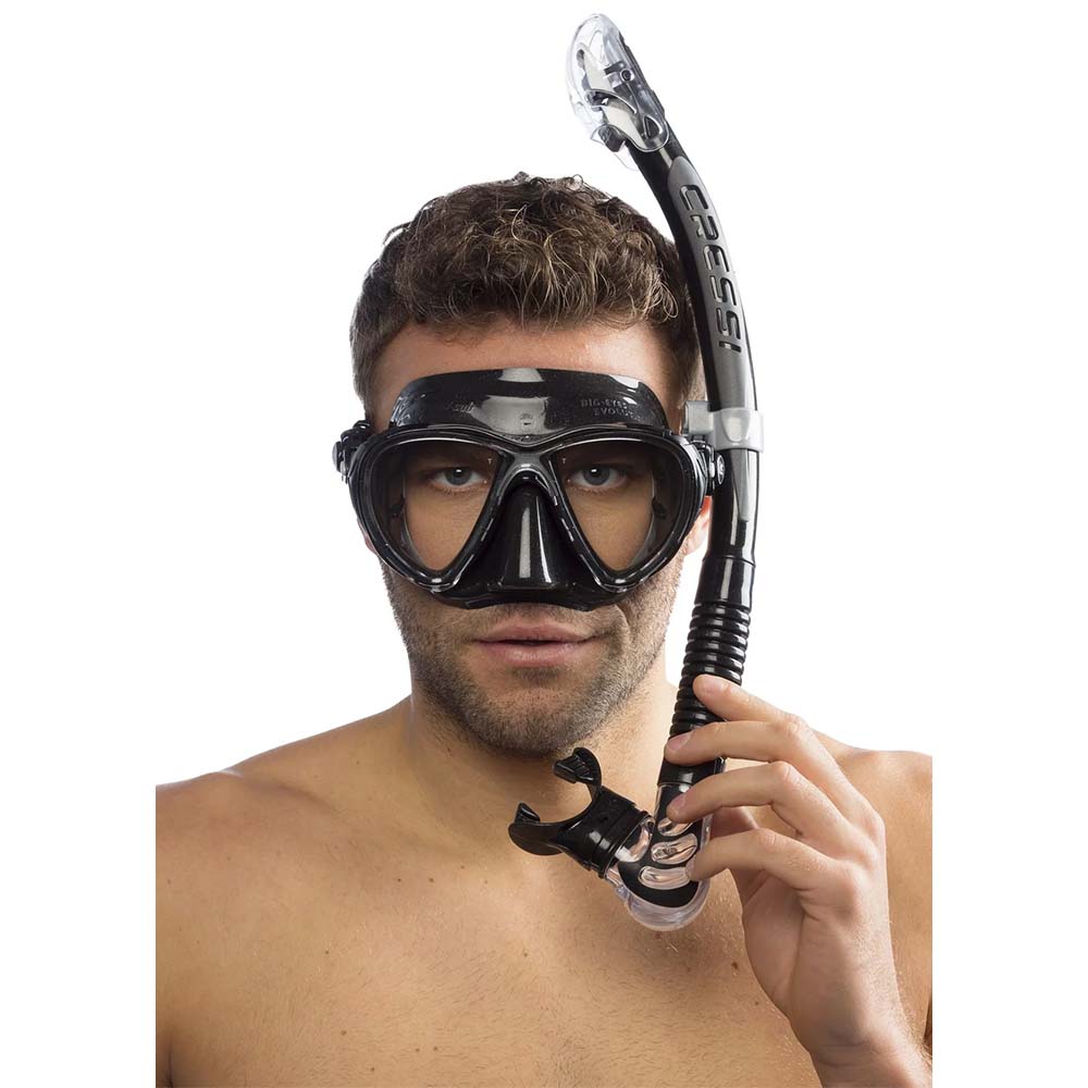 Cressi Big Eyes Evolution Maske Alpha Ultra Dry Şnorkel Seti - BLACK/BLACK