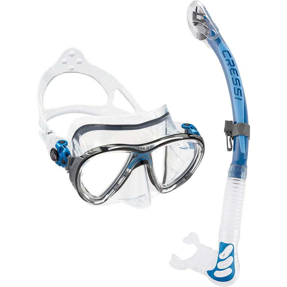 Cressi Big Eyes Evolution Maske Alpha Ultra Dry Şnorkel Seti - CLEAR/BLUE