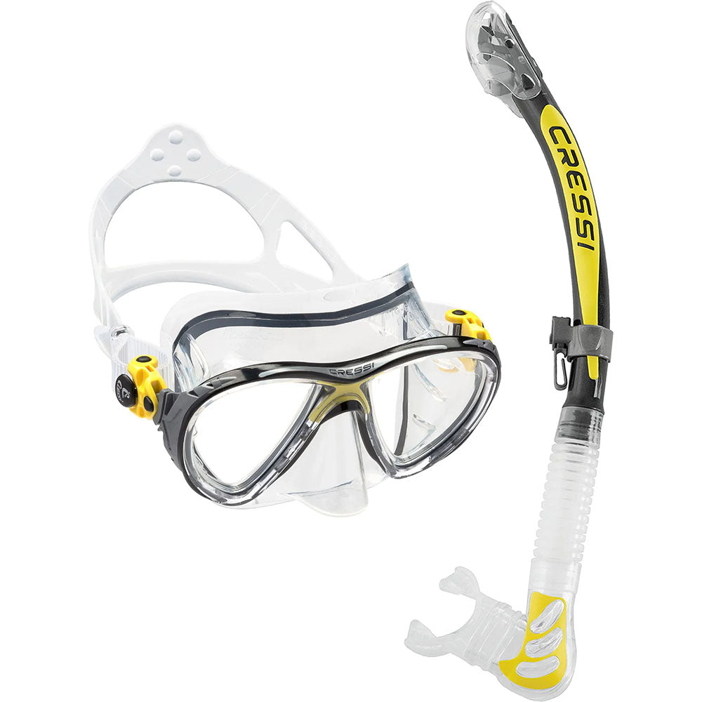Cressi Big Eyes Evolution Maske Alpha Ultra Dry Şnorkel Seti - CLEAR/YELLOW