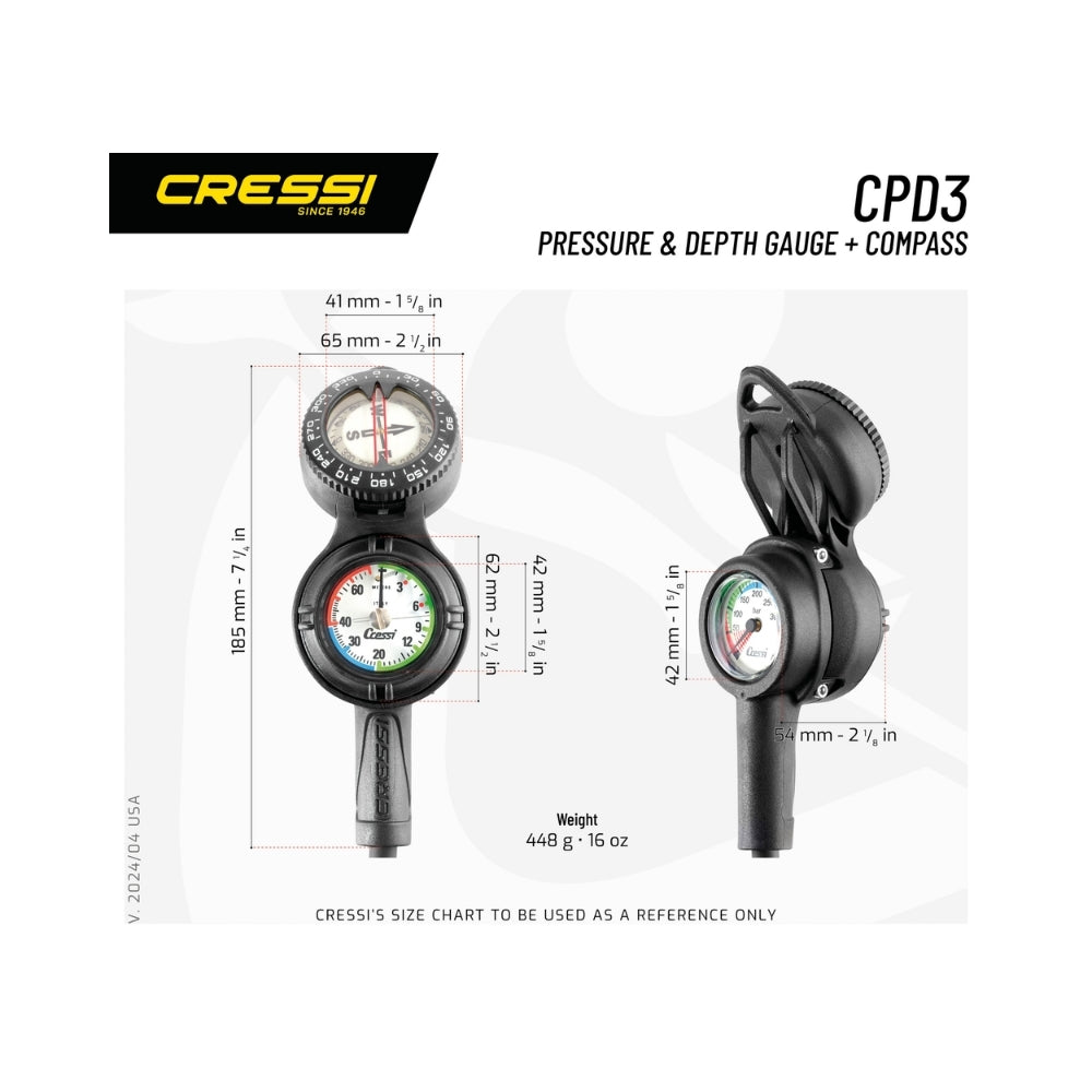 Cressi CPD3 Dalış Konsolu ve Derinlik Hesaplayıcı - Standart