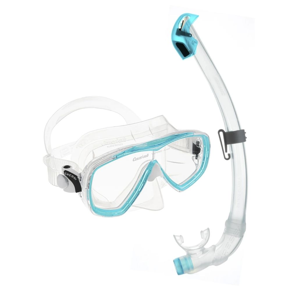 Cressi Estrella + Seal Dry Maske Şnorkel Seti - CLEAR-AQUAMARINE
