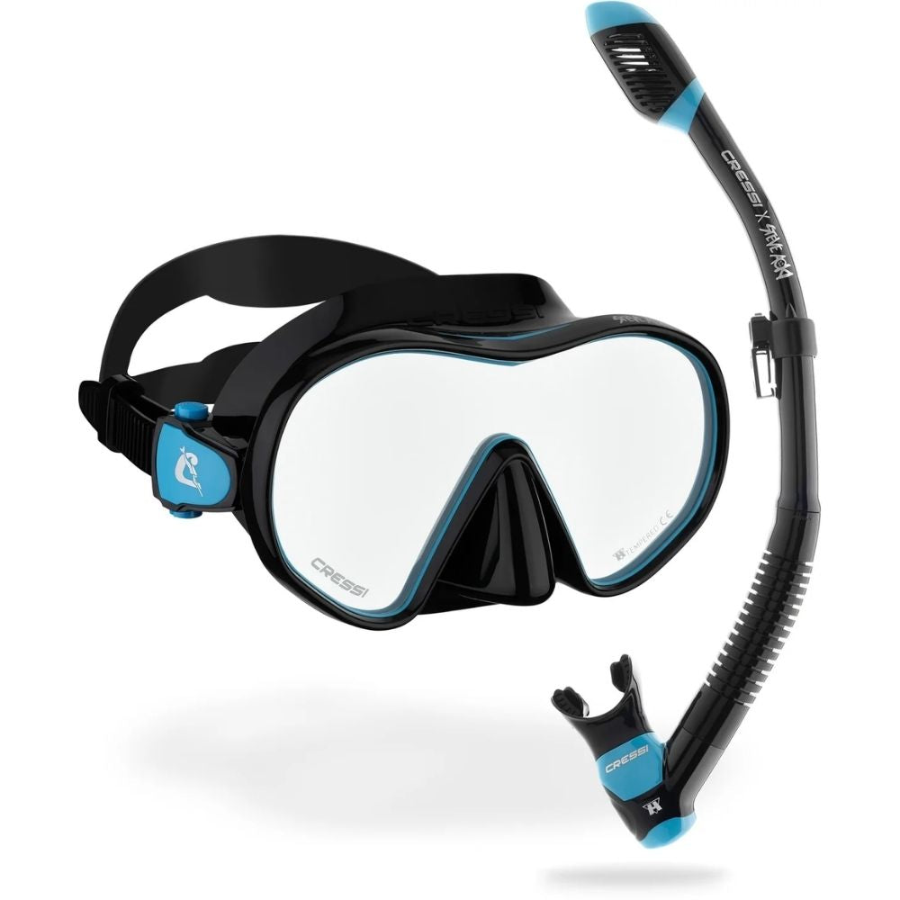 Cressi F-Dual Supernova Maske Şnorkel Seti - BLACK/TURQUOISE