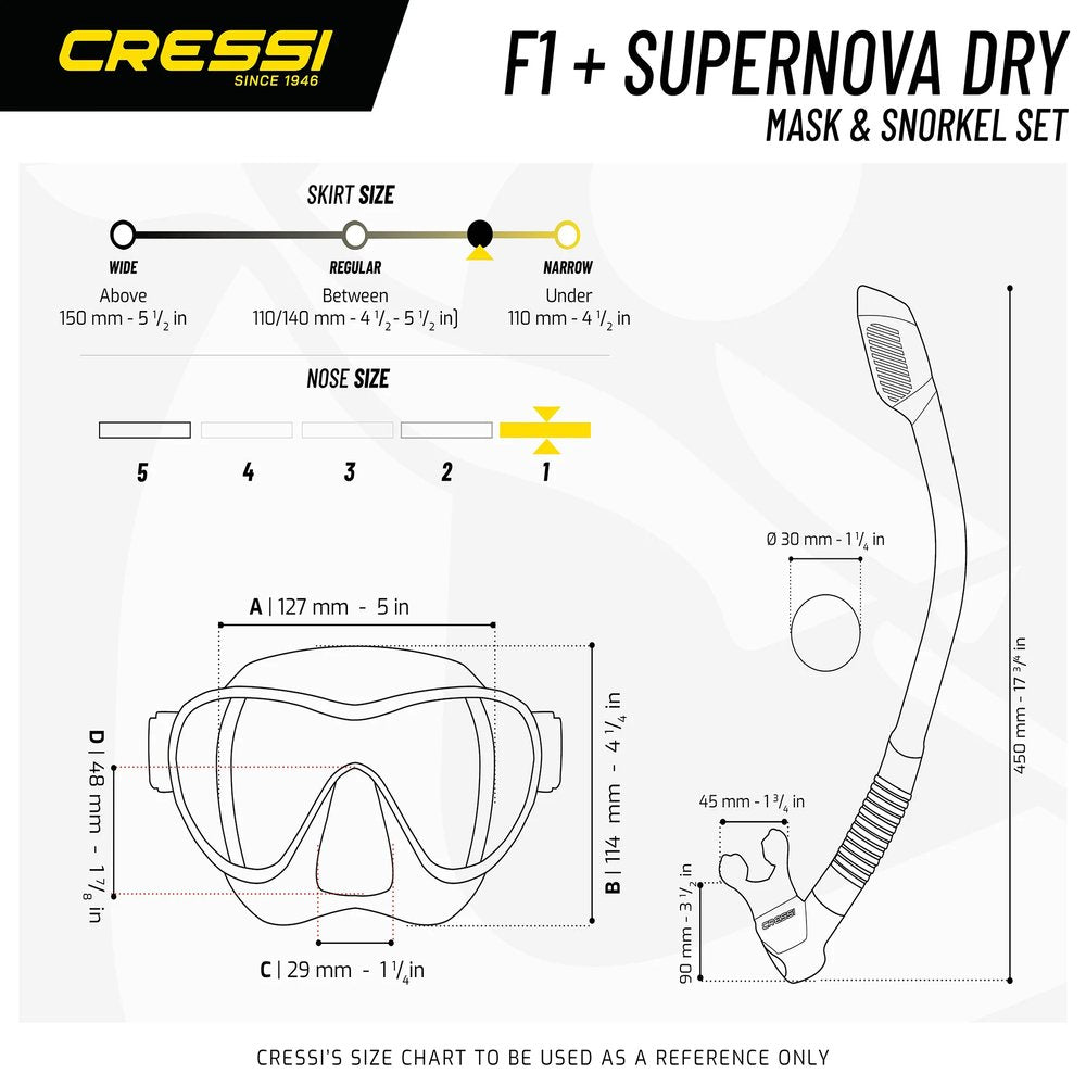 Cressi F1 Black + Dry Maske Şnorkel Seti - CLEAR-LIGHT BLUE